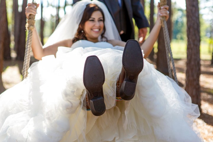 Houston Wedding Photographer, Crystal Springs, Magnolia, Texas, Rustic, Cowboy Boots, Swing, Trees