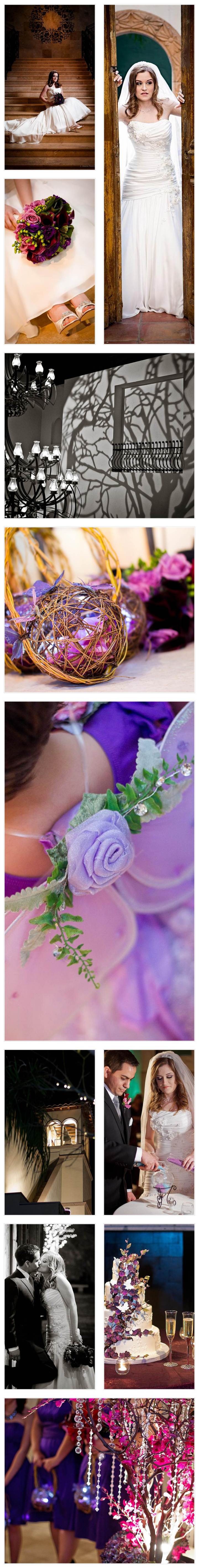 Houston Wedding Photographer, Houston Videographer, Cinematic Film, Bell Tower, Purple, Floral Events, Enchanted Forest, Tree Gobo