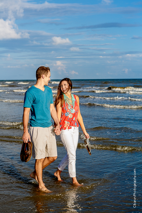 C. Baron Photography, Galveston Engagement Photographer, Galveston Wedding Photographer, beach, sand, seashells, seagulls, waves