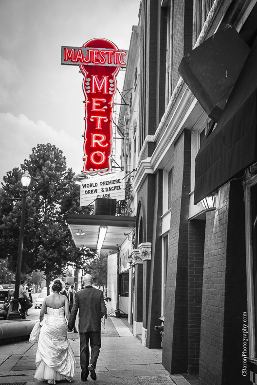 C. Baron Photography, Houston Wedding Photography, Majestic Metro, downtown Houston, gold, Gatsby, bride, groom, 20's, Hotel Icon, old movie theater, royals royce, feathers, beads