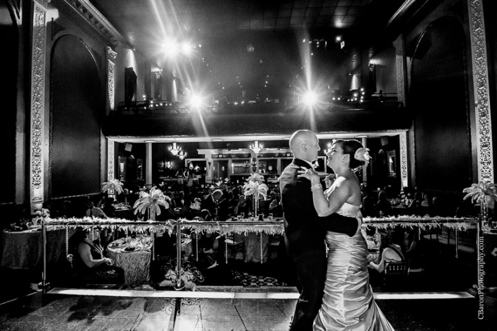 C. Baron Photography, Houston Wedding Photography, Majestic Metro, downtown Houston, gold, Gatsby, bride, groom, 20's, Hotel Icon, old movie theater, royals royce, feathers, beads