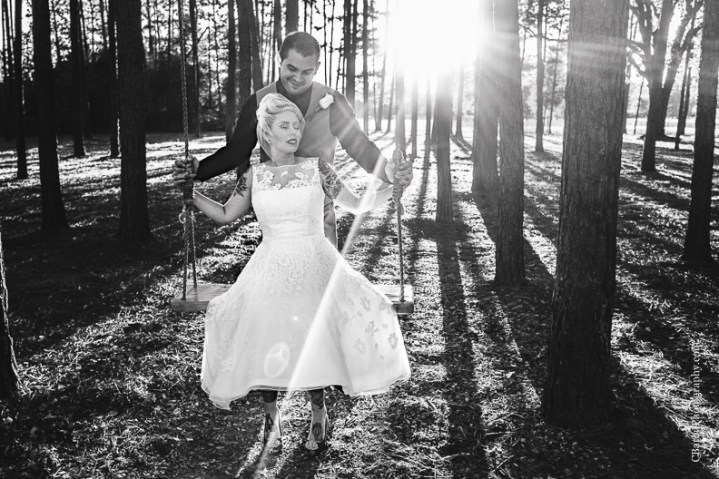 C. Baron Photography, Houston Wedding Photographer, Crystal Springs, Magnolia Texas, Magnolia Wedding Photographer, outdoor wedding, purple, red, Oleg Cassini, illusion neckline, tea length, tatoo, brooch bouquet, birdcage veil, rockabilly, edgy, sunset