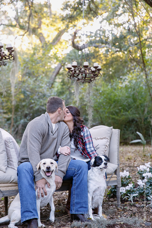 C. Baron Photography, Houston Engagement Photographer, autumn, barn, chair, chandeliers, couple, fall, flowers, rustic, spanish moss, cyclamen, hydrangeas, logs, dogs, flannel, boots, candles
