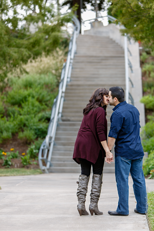 C. Baron Photography, Houston Engagement Photographer, downtown, skyline, Buffalo Bayou, dog, puppy, yorkshire terrier, yorkie, Fall, November, couple