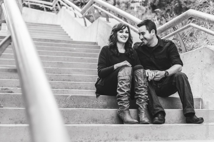 C. Baron Photography, Houston Engagement Photographer, downtown, skyline, Buffalo Bayou, dog, puppy, yorkshire terrier, yorkie, Fall, November, couple