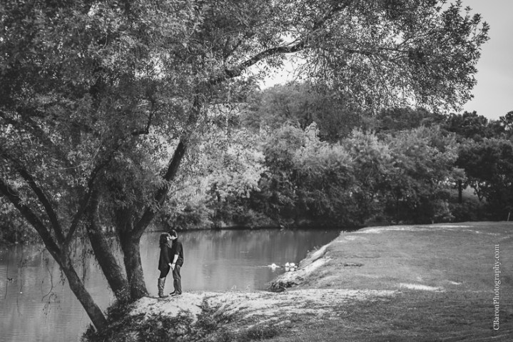 C. Baron Photography, Houston Engagement photographer, downtown, skyline, Buffalo Bayou, dog, puppy, yorkshire terrier, yorkie, Fall, November, couple