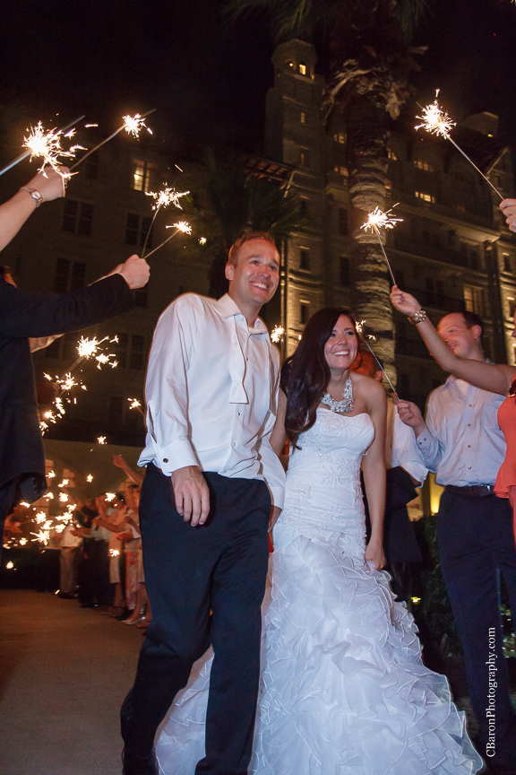 C. Baron Photography, Galveston Wedding Photographer, Hotel Galvez and Spa, beach, black, white, bride, groom, couple, Centennial Lawn, Music Hall, Downtown Blooms, Pleasure Pier, seawall, birds, sparklers, fit and flair gown, ruffles, June