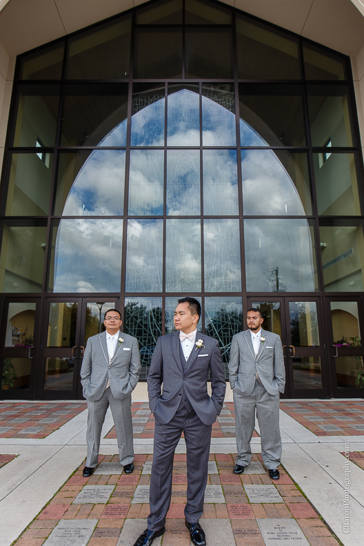 C. Baron Photography, Houston Wedding Photographer, Notre Dame Catholic Church, blush, bride, groom, couple, confetti cannons, confetti poppers, gold, stained glass, cathedral veil, Vietnamese, chandelier, sparklers, South Asian