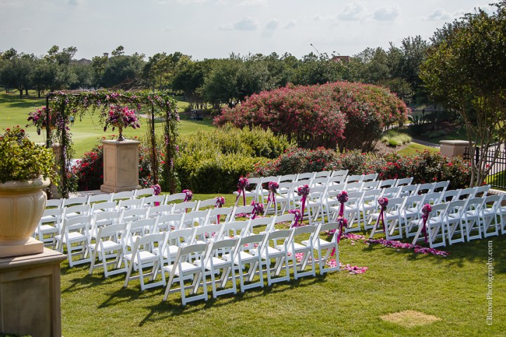 C. Baron Photography, Houston Wedding Photographer, Royal Oaks Country Club, Winnie Couture, spring, gold, groom, May, outdoor wedding, pink, purple, Royals Royce, wine, golf course, fit and flare gown, wine corks, first look, birdcage veil, bride, Texas