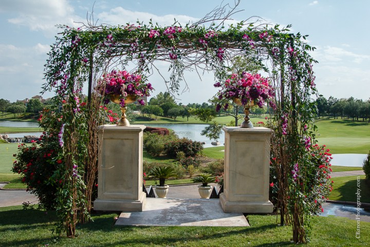 C. Baron Photography, Houston Wedding Photographer, Royal Oaks Country Club, Winnie Couture, spring, gold, groom, May, outdoor wedding, pink, purple, Royals Royce, wine, golf course, fit and flare gown, wine corks, first look, birdcage veil, bride, Texas