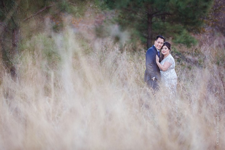 C. Baron Photography, Houston Wedding Photographer, Cypress Creek, day after session, engagement session, bride, groom, formal gown, Texas, trails, grass, trees, South Asian, sunset