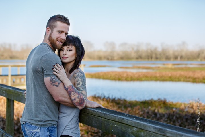 C. Baron Photography, Houston Wedding Photographer, Brazos Bend State Park, Engagement, Texas, Needville, Richmond, tattoos, trees, Live Oaks, lake, spanish moss, nature, sunset