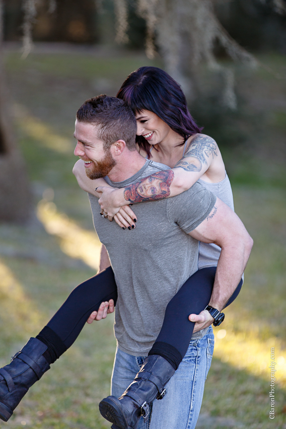 C. Baron Photography, Houston Wedding Photographer, Brazos Bend State Park, Engagement, Texas, Needville, Richmond, tattoos, trees, Live Oaks, lake, spanish moss, nature, sunset