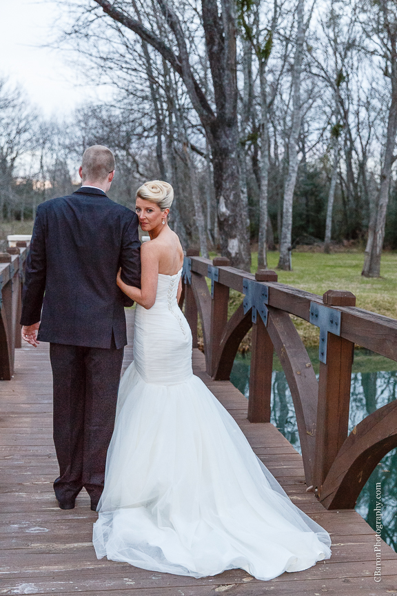 C. Baron Photography, Pecan Springs, Brookshire, Texas, Houston Wedding Photographer, Aggies, blue, brooch bouquet, bubbles, country, couple, bride, January rustic, strapless, swanky photobooth, Texas A&M, winter, groom, trees