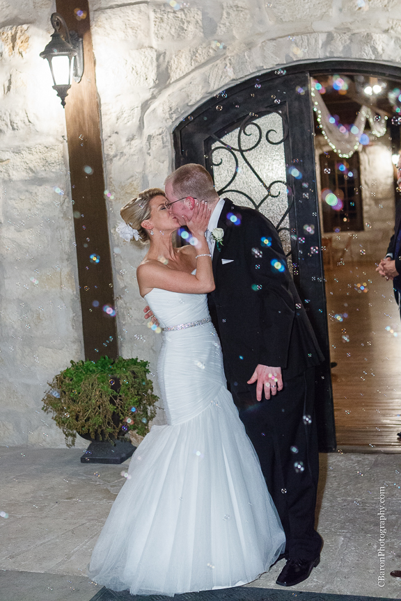 C. Baron Photography, Pecan Springs, Brookshire, Texas, Houston Wedding Photographer, Aggies, blue, brooch bouquet, bubbles, country, couple, bride, January rustic, strapless, swanky photobooth, Texas A&M, winter, groom, trees