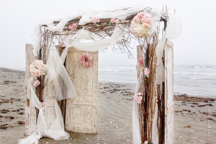 Galveston Wedding Photographer, elopement, Tremont House, Hotel Galvez and Spa, beach, waves, sand, pink, gold, shabby chic, seashells, groom, bride, Floral Events, seagulls. old doors, Style Me Pretty, C. Baron Photography, couple, Houston Wedding Photographer, ombre cake, Texas, high low hem, April, elope, Galvez, misty, roses, ranunculus, seawall, strapless, tulle, vintage