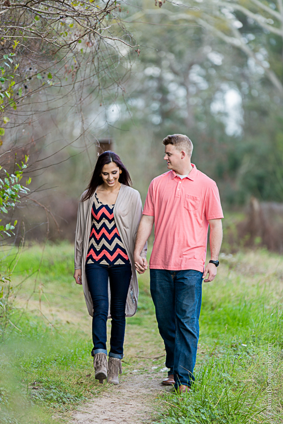 C. Baron Photography, Houston Wedding Photographer, Cypress, Cypress Wedding Photographer, couple, engagement, outdoors, trees, park, path, sunset
