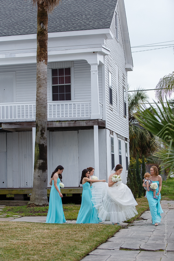 C. Baron Photography, Christ Chapel, Aston Villa, Galveston Wedding Photographer, Houston Wedding Photographer, Galveston Historical Foundation, Four Points by Sheraton, roses, hydrangeas, white, blue, bride, groom, couple, veil, church bell, chandelier, La Kings, strapless gown, Justin Alexander, March