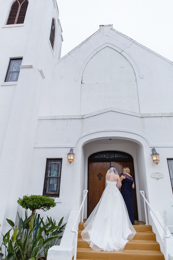 C. Baron Photography, Christ Chapel, Aston Villa, Galveston Wedding Photographer, Houston Wedding Photographer, Galveston Historical Foundation, Four Points by Sheraton, roses, hydrangeas, white, blue, bride, groom, couple, veil, church bell, chandelier, La Kings, strapless gown, Justin Alexander, March