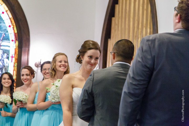 C. Baron Photography, Christ Chapel, Aston Villa, Galveston Wedding Photographer, Houston Wedding Photographer, Galveston Historical Foundation, Four Points by Sheraton, roses, hydrangeas, white, blue, bride, groom, couple, veil, church bell, chandelier, La Kings, strapless gown, Justin Alexander, March