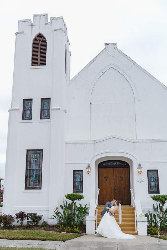 C. Baron Photography, Christ Chapel, Aston Villa, Galveston Wedding Photographer, Houston Wedding Photographer, Galveston Historical Foundation, Four Points by Sheraton, roses, hydrangeas, white, blue, bride, groom, couple, veil, church bell, chandelier, La Kings, strapless gown, Justin Alexander, March