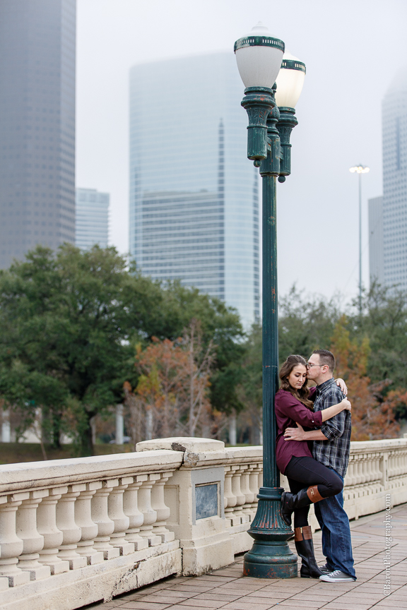 C. Baron Photography, Houston Engagement Photographer, bayou, bridge, cold, corgi, couple, December, dog, downtown, engagement, park, skyline, superhero