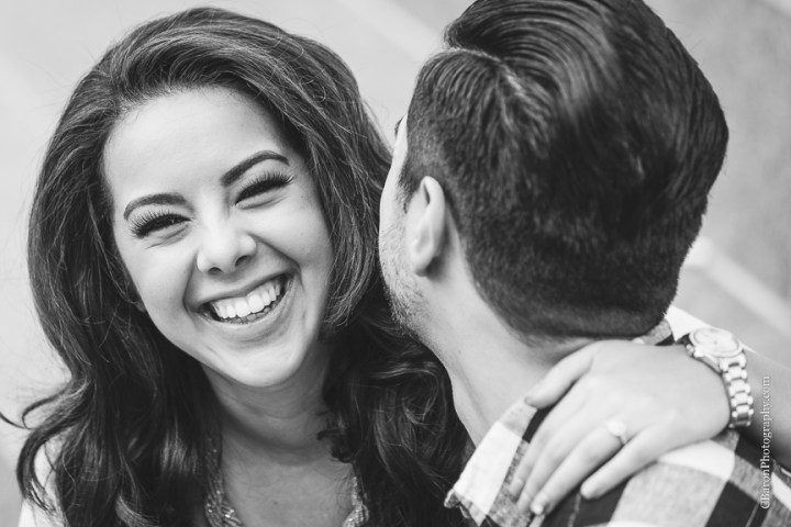 Buildings; C. Baron Photography; Couple; Discovery Green; Downtown; Dress; Engagement; Houston Engagement Photographer; Houston Wedding PHotographer; Nature; Park; Spring; Springtime; Texas; 