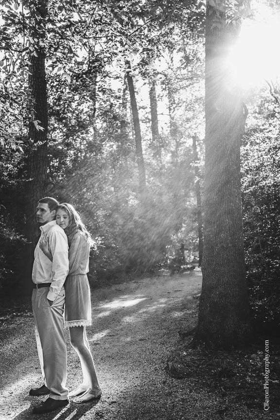 C. Baron Photography; Couple; Houston Engagement Photographer; Houston Wedding Photographer; Nature; Outdoors; Park; Spring; Texas; Woodlands Engagement Photographer; flowers; swamp; 