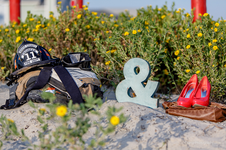 Beach; C. Baron Photography; Engagement; Fireman; Galveston Engagement; Galveston Wedding; Houston Wedding Photographer; Sunset; The Strand; jetties; surf; water;