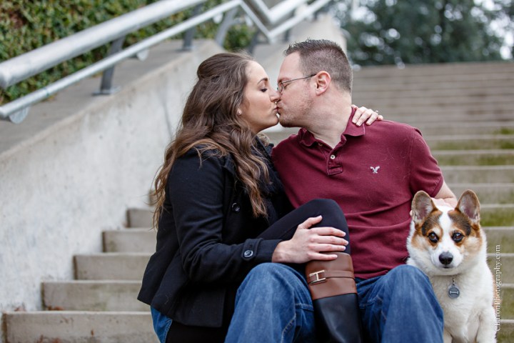 C. Baron Photography, Houston Engagement Photographer, bayou, bridge, cold, corgi, couple, December, dog, downtown, engagement, park, skyline, superhero