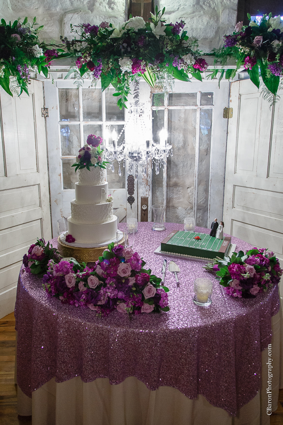 Bride; Couple; Cystal Springs; Groom; Houston Wedding Photographer; Magnolia; Purple; Springs Events; Texas; Wedding; Woodlands Wedding PHotographer; candles; crystal chandeliers; elegant; lavendar; lilac; outdoor ceremony;