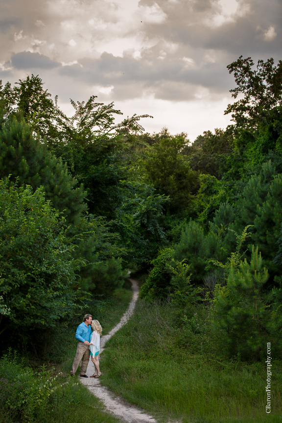 C. Baron Photography; Engagement; Houston; Houston Engagement Photographer; Texas; Woodlands Wedding Photographer; couple; creek; nature; park; sunset; trees; 