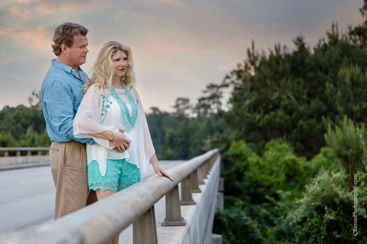 C. Baron Photography; Engagement; Houston; Houston Engagement Photographer; Texas; Woodlands Wedding Photographer; couple; creek; nature; park; sunset; trees; 