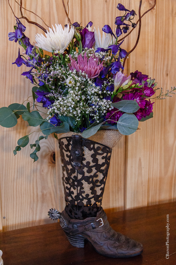 Burlap; C. Baron Photography; Chandelier; Crystal Spings; Groom; Houston Wedding Photographer; Lace; Magnolia; Outdoor Ceremony; Summer; Texas; The Springs Events; Wedding; baby's breath; bride; couple; cowboy boots; purple; reception; woodlands wedding photographer; 