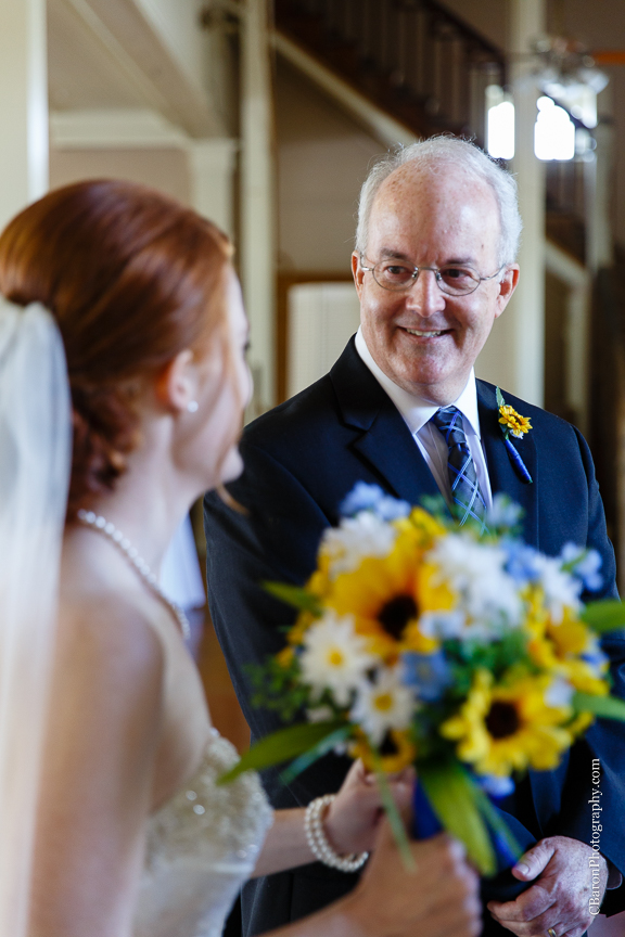 Aggie Photographer; Aggie Wedding; Aggies; Ant Inn; Antique; Blue; Brenham Wedding Photographer; Bride; C. Baron Photography; Corset; Downtown Brenham; First Look; Groom; Historic; Houston Wedding Photographer; Lace gown; Outdoor Ceremony; Strapless; Texas; Texas A&M; The Ant Street Inn; Yellow; gig 'em; summer; sunflowers; wedding; 