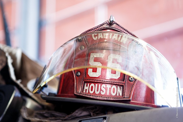 2013; Bride; C. Baron Photography; Downtown; Fire truck; HFD; Houston Wedding Photographer; Texas; fire hose; firemen; houston fire department; strapless gown; trash the dress; 