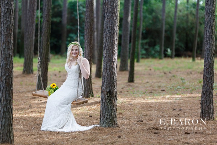 C. Baron Photography; Crown; Crystal Springs; Lace; Natural; Woodlands Wedding Photographer; bridals; sunflowers; 