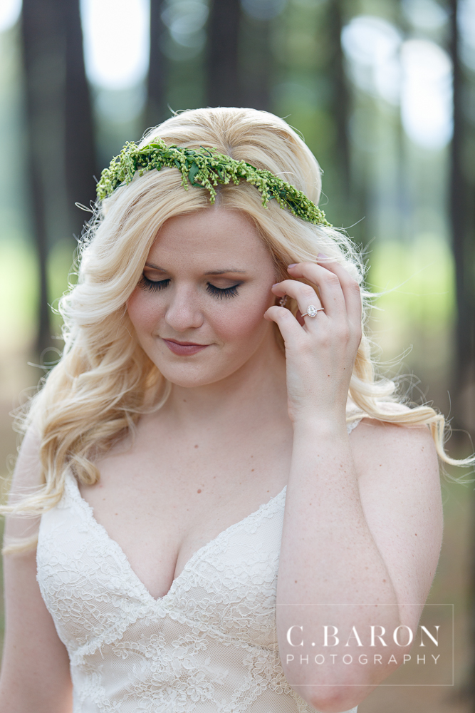 C. Baron Photography; Crown; Crystal Springs; Lace; Natural; Woodlands Wedding Photographer; bridals; sunflowers; 