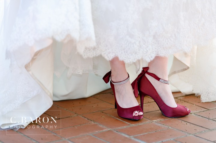 Aggies; Bridals; C. Baron Photography; Houston; Houston Wedding Photographer; Maroon shoes; South Main Baptist church; Texas; old church; stained glass;