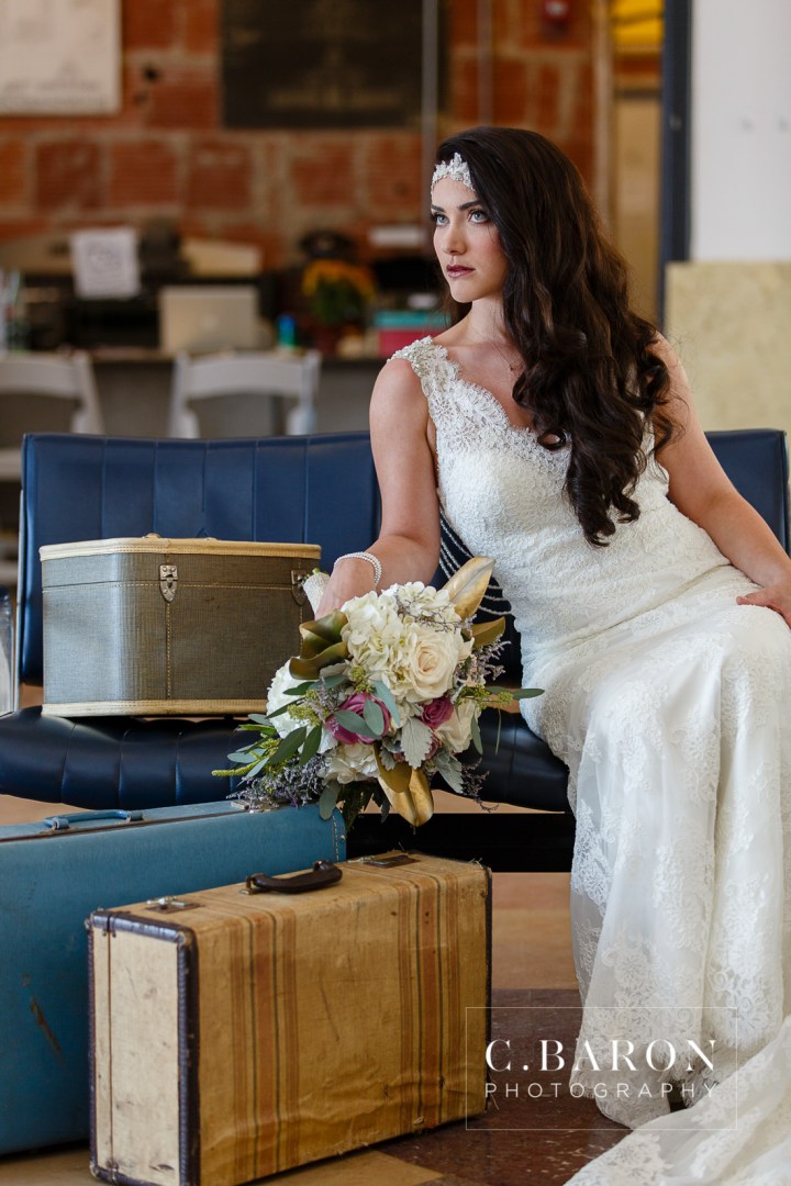 1940 Air Terminal Museum; Airplane; Airport; C. Baron Photography; Gold; Headband; History; Hobby; Houston wedding Photographer; IAH; LJ Flower Co; Negative Space; Old suitcase; Runway; SE Texas; Stephanye Lynn Events; Texas; art deco; aviation; cakes by gina; hangar; houston; lavender; matte gold sequin; navy; silverbox secrets; something blue bridal;