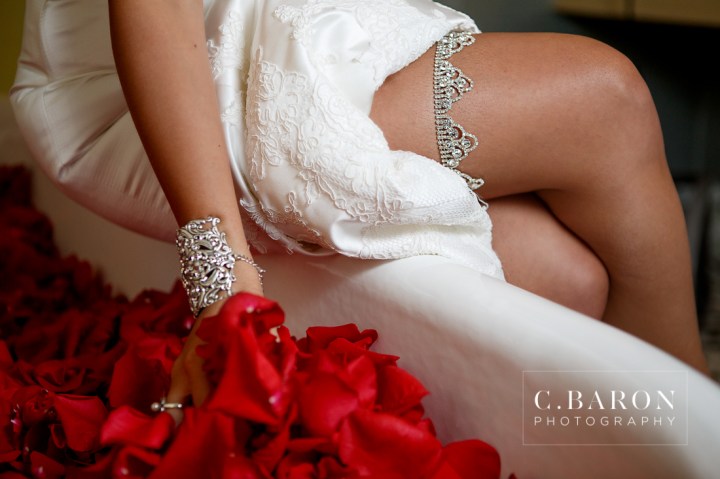 2013; 30's fashion; 40's glam; C. Baron Photography; Houston Boudoir photographer; October; boudoir; bridal; bride; claw foot tub; gift; hotel icon; petals; red; roses; veil;