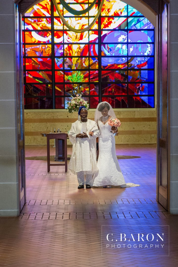 Austin Wedding Photographer; Beaumont wedding Photographer; C. Baron Photography; Catholic mass; College Station wedding Photographer; Conroe Wedding Photograher; Coral; Couple; Galveston Wedding Photographer; Groom; Houston wedding Photographer; Nigerian Wedding; Peach; Pearland; St. Helen's Catholic Church; Texas; The Bougainvilleas; Wedding; Woodlands Wedding Photographer; blush; bride; brooch bouquet; church wedding;