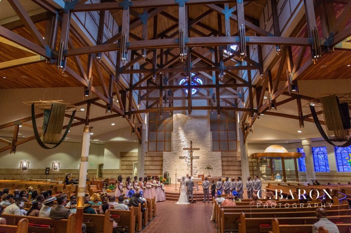 Austin Wedding Photographer; Beaumont wedding Photographer; C. Baron Photography; Catholic mass; College Station wedding Photographer; Conroe Wedding Photograher; Coral; Couple; Galveston Wedding Photographer; Groom; Houston wedding Photographer; Nigerian Wedding; Peach; Pearland; St. Helen's Catholic Church; Texas; The Bougainvilleas; Wedding; Woodlands Wedding Photographer; blush; bride; brooch bouquet; church wedding;