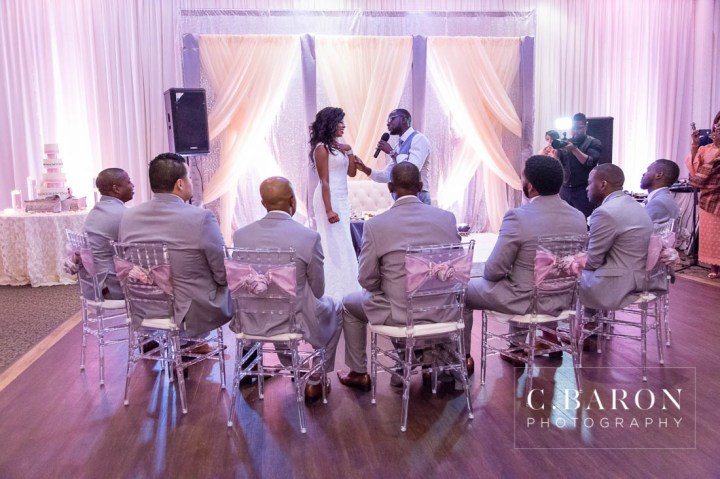 Austin Wedding Photographer; Beaumont wedding Photographer; C. Baron Photography; Catholic mass; College Station wedding Photographer; Conroe Wedding Photograher; Coral; Couple; Galveston Wedding Photographer; Groom; Houston wedding Photographer; Nigerian Wedding; Peach; Pearland; St. Helen's Catholic Church; Texas; The Bougainvilleas; Wedding; Woodlands Wedding Photographer; blush; bride; brooch bouquet; church wedding;