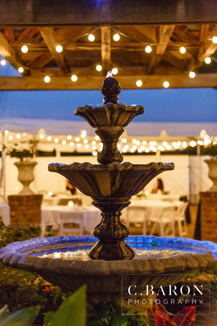 Butler's Courtyard; C. Baron Photography; Elegant; Exposed Brick; Galveston County Weddings; Historic Venue; Houston Engagement Photographer; League City; Outdoor Ceremony; Texas; Wedding Photography; Yellow; chandeliers; confetti leave; garden; sunflowers;