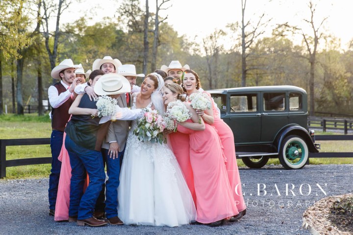 Austin Wedding Photographer; Barn; Beaumont wedding Photographer; C. Baron Photography; Church Pews; College Station wedding Photographer; Conroe; Conroe Wedding Photograher; Coral; Cowboy boots; Galveston Wedding Photographer; Houston wedding Photographer; Lake; Long Veil; Long-sleeved gown; Money Dance; Montgomery; Montgomery Wedding PHotographer; Old Ford; Outdoor Ceremony; Peach; Rustic; Shoe Game; Sparkler Exit; Spring; Texas; The Carriage House; Woodlands Wedding Photographer; arch; burlap; chandeliers; cowboy hat; lace; lace dress;