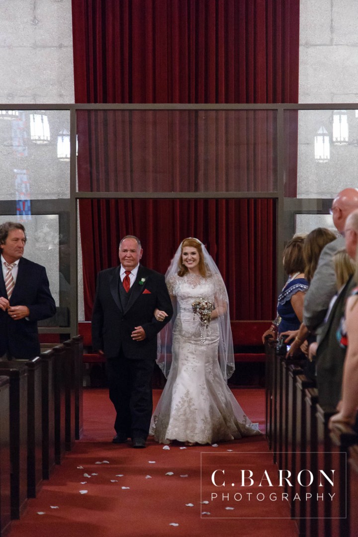 Beaded capelet; C. Baron Photography; Central Christian Church; Galveston; Galveston Wedding Photographer; Garten Verein; Gold; Groom; Historical building; Horse Carriage; Impression Bridal; Island; Red Roses; Rose Petal Leave; Spring; Texas; blush lace gown; bride; cowboy hat;