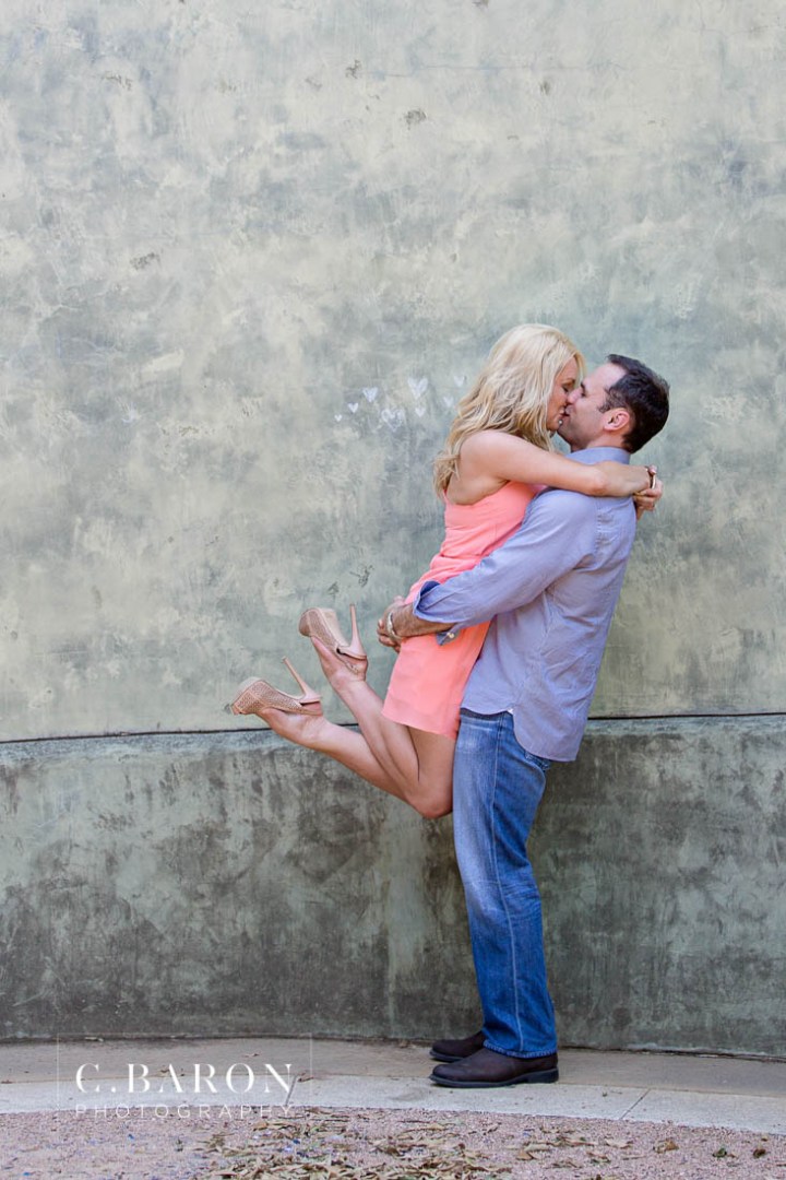 C. Baron Photography; Engagement; Fountain; Hermann Park; Houston Engagement Photographer; Summer; Sunset; bridge; couple; live oak; pond;