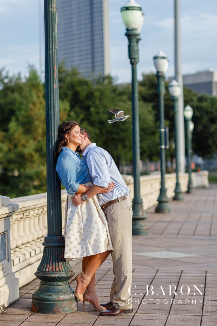 Australian shepherd; C. Baron Photography; Downtown; E Session; Engagement session; Houston Engagement Photographer; Nature; champagne spray; dogs; fur babies; houston; outdoor; skyline; summer;