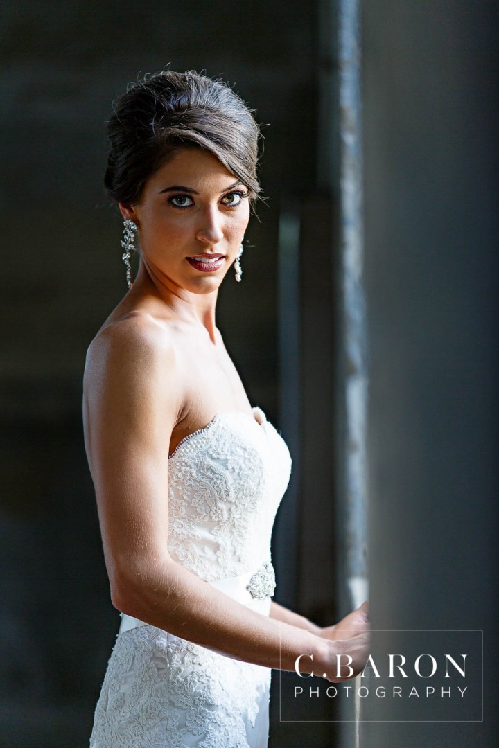 Bridals; C. Baron Photography; Formals; Houston Bridals Photographer; Houston wedding Photographer; Montgomery County; Olde Dobbin Station; Scalloped train; Silk Gown; Strapless; Texas; Woodlands Photographer; ornate doors; outdoors; summer;